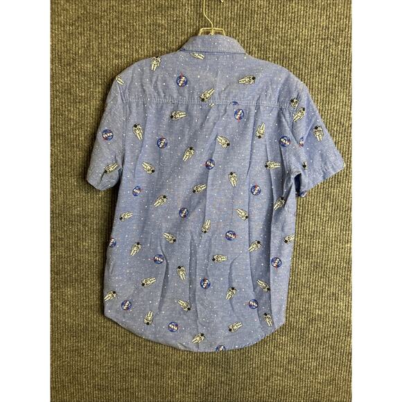 Mad Engine Mens Button Up Shirt Size Small Novelty Nasa Astronauts Short Sleeve - Picture 2 of 8